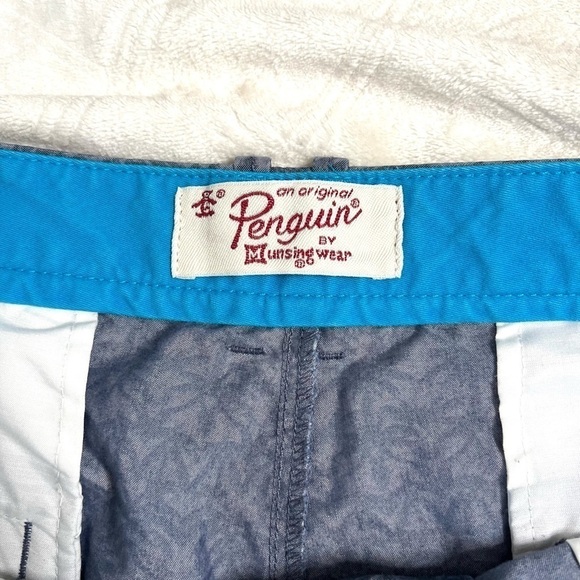 Penguin Navy Palm Tree Patterned Lightweight Hybrid Casual Summer Shorts Size 36 - Picture 13 of 16